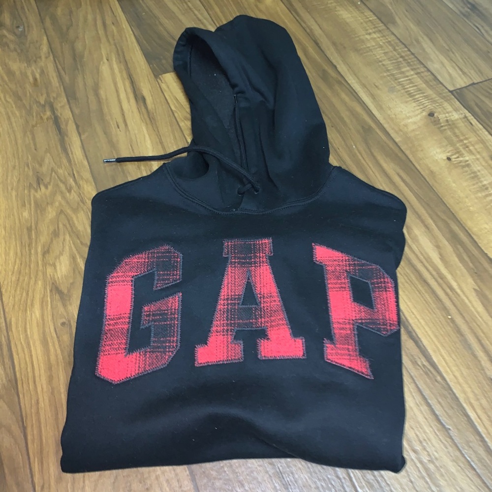 Black Gap Spell Out Logo Hoodie Xs Flannel Buffalo Plaid print XS